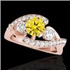 Image 1 : 2.26 CTW Certified Si Intense Yellow Diamond Bypass Solitaire Ring 10K Rose Gold - REF-309R3K - 3506