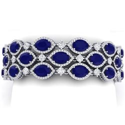 52.84 CTW Royalty Sapphire & VS Diamond Bracelet 18K White Gold - REF-1145T5X - 38892