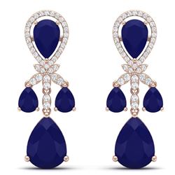 38.29 CTW Royalty Sapphire & VS Diamond Earrings 18K Rose Gold - REF-418K2R - 38611