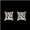 Image 1 : 1 CTW Certified VS/SI Quality Princess Diamond Stud Earrings 10K Yellow Gold - REF-143N6Y - 33065