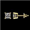 Image 2 : 1 CTW Certified VS/SI Quality Princess Diamond Stud Earrings 10K Yellow Gold - REF-143N6Y - 33065