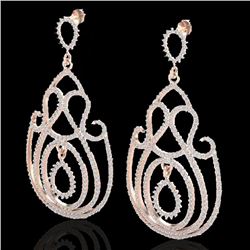 3.50 CTW Micro Pave Designer VS/SI Diamond Certified Earrings 14K Rose Gold - REF-291R3K - 22447