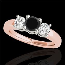 2 CTW Certified Vs Black Diamond 3 Stone Solitaire Ring 10K Rose Gold - REF-185T5X - 35443