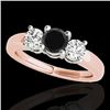 Image 1 : 2 CTW Certified Vs Black Diamond 3 Stone Solitaire Ring 10K Rose Gold - REF-185T5X - 35443