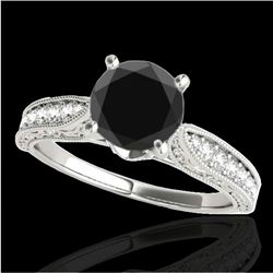 1.21 CTW Certified Vs Black Diamond Solitaire Antique Ring 10K White Gold - REF-46T9X - 34723