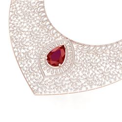 63.93 CTW Royalty Ruby & VS Diamond Necklace 18K Rose Gold - REF-2690F9M - 39574