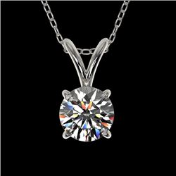 0.50 CTW Certified H-SI/I Quality Diamond Solitaire Necklace 10K White Gold - REF-61F8M - 33153