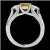 Image 2 : 1.75 CTW Certified Si Fancy Intense Yellow Diamond 3 Stone Ring 10K White Gold - REF-236M4F - 35356