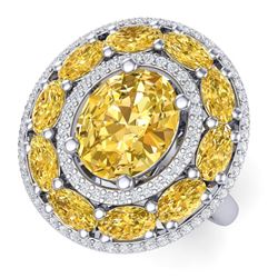 7.21 CTW Royalty Canary Citrine & VS Diamond Ring 18K White Gold - REF-163W6H - 39252
