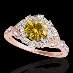 1.5 CTW Certified Si Fancy Intense Yellow Diamond Solitaire Halo Ring 10K Rose Gold - REF-174T5X - 3