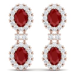 8.98 CTW Royalty Designer Ruby & VS Diamond Earrings 18K Rose Gold - REF-218H2W - 38812