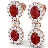 Image 2 : 8.98 CTW Royalty Designer Ruby & VS Diamond Earrings 18K Rose Gold - REF-218H2W - 38812
