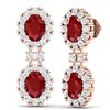 Image 4 : 8.98 CTW Royalty Designer Ruby & VS Diamond Earrings 18K Rose Gold - REF-218H2W - 38812