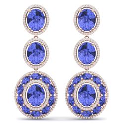 33.72 CTW Royalty Tanzanite & VS Diamond Earrings 18K Rose Gold - REF-581H8W - 39265