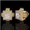 Image 2 : 1.73 CTW Princess VS/SI Diamond Micro Pave Stud Earrings 18K Yellow Gold - REF-254K5R - 37186