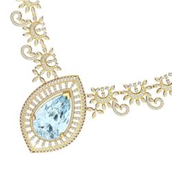 68.1 CTW Royalty Sky Topaz & VS Diamond Necklace 18K Yellow Gold - REF-1327N3Y - 39785