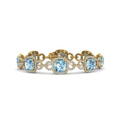 30 CTW Topaz & VS/SI Diamond Certified Bracelet 14K Yellow Gold - REF-368N9Y - 23034