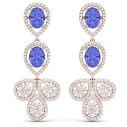 8.75 CTW Royalty Tanzanite & VS Diamond Earrings 18K Rose Gold - REF-327X3T - 39088