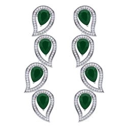 16.44 CTW Royalty Emerald & VS Diamond Earrings 18K White Gold - REF-336X4T - 39450
