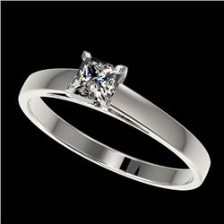 0.50 CTW Certified VS/SI Quality Princess Diamond Solitaire Ring 10K White Gold - REF-77R6K - 32965
