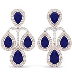 29.23 CTW Royalty Sapphire & VS Diamond Earrings 18K Rose Gold - REF-472R8K - 39367