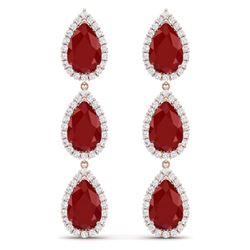27.06 CTW Royalty Designer Ruby & VS Diamond Earrings 18K Rose Gold - REF-400M2F - 38845