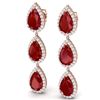 Image 2 : 27.06 CTW Royalty Designer Ruby & VS Diamond Earrings 18K Rose Gold - REF-400M2F - 38845