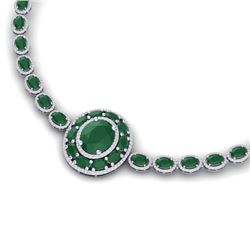 43.54 CTW Royalty Emerald & VS Diamond Necklace 18K White Gold - REF-981Y8N - 39273