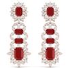 Image 1 : 30.25 CTW Royalty Designer Ruby & VS Diamond Earrings 18K Rose Gold - REF-618M2F - 39409
