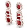 Image 2 : 30.25 CTW Royalty Designer Ruby & VS Diamond Earrings 18K Rose Gold - REF-618M2F - 39409