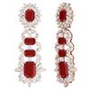Image 4 : 30.25 CTW Royalty Designer Ruby & VS Diamond Earrings 18K Rose Gold - REF-618M2F - 39409