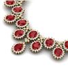 Image 2 : 81 CTW Royalty Designer Ruby & VS Diamond Necklace 18K Yellow Gold - REF-1618N2Y - 38624