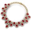 Image 4 : 81 CTW Royalty Designer Ruby & VS Diamond Necklace 18K Yellow Gold - REF-1618N2Y - 38624
