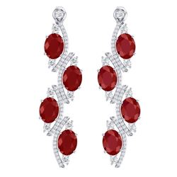 16.12 CTW Royalty Designer Ruby & VS Diamond Earrings 18K White Gold - REF-290T9X - 38979