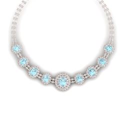 47.10 CTW Royalty Sky Topaz & VS Diamond Necklace 18K Rose Gold - REF-1509W3H - 38803