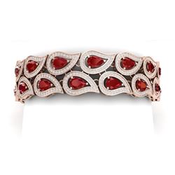 21.6 CTW Royalty Designer Ruby & VS Diamond Bracelet 18K Rose Gold - REF-818R2K - 39484