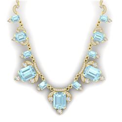 79.56 CTW Royalty Sky Topaz & VS Diamond Necklace 18K Yellow Gold - REF-945W5H - 38756