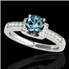 Image 1 : 1.11 CTW SI Certified Fancy Blue Diamond Solitaire Ring Two Tone 10K White Gold - REF-156W4H - 34833