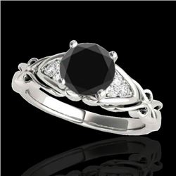 1.1 CTW Certified Vs Black Diamond Solitaire Ring Two Tone 10K White Gold - REF-53M3F - 35203