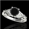 Image 1 : 1.1 CTW Certified Vs Black Diamond Solitaire Ring Two Tone 10K White Gold - REF-53M3F - 35203