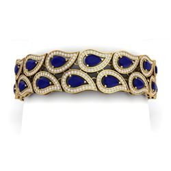 21.6 CTW Royalty Sapphire & VS Diamond Bracelet 18K Yellow Gold - REF-800N2Y - 39488