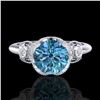 Image 2 : 1.75 CTW Fancy Intense Blue Diamond Solitaire Art Deco Ring 18K White Gold - REF-236T4X - 37404