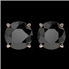 Image 1 : 3.18 CTW Fancy Black VS Diamond Solitaire Stud Earrings 10K Rose Gold - REF-80F9M - 36698