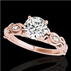 1.1 CTW H-SI/I Certified Diamond Solitaire Antique Ring 10K Rose Gold - REF-156T4X - 34631