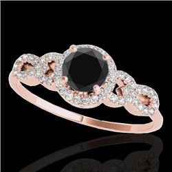 1.33 CTW Certified Vs Black Diamond Solitaire Ring 10K Rose Gold - REF-59X5T - 35317