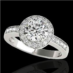1.4 CTW H-SI/I Certified Diamond Solitaire Halo Ring 10K White Gold - REF-180W2H - 34342