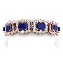 43.87 CTW Royalty Sapphire & VS Diamond Bracelet 18K Rose Gold - REF-763H6W - 38782