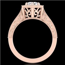 0.77 CTW VS/SI Diamond Solitaire Art Deco Ring 18K Rose Gold - REF-218X2T - 36897