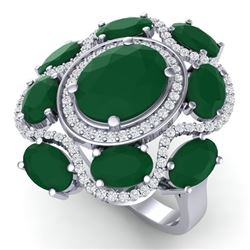 9.86 CTW Royalty Designer Emerald & VS Diamond Ring 18K White Gold - REF-218H2W - 39291