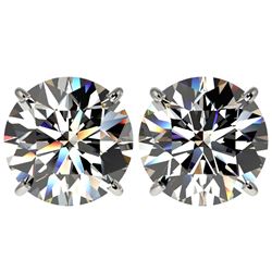 5 CTW Certified G-Si Quality Diamond Solitaire Stud Earrings 10K White Gold - REF-1663R3K - 33142
